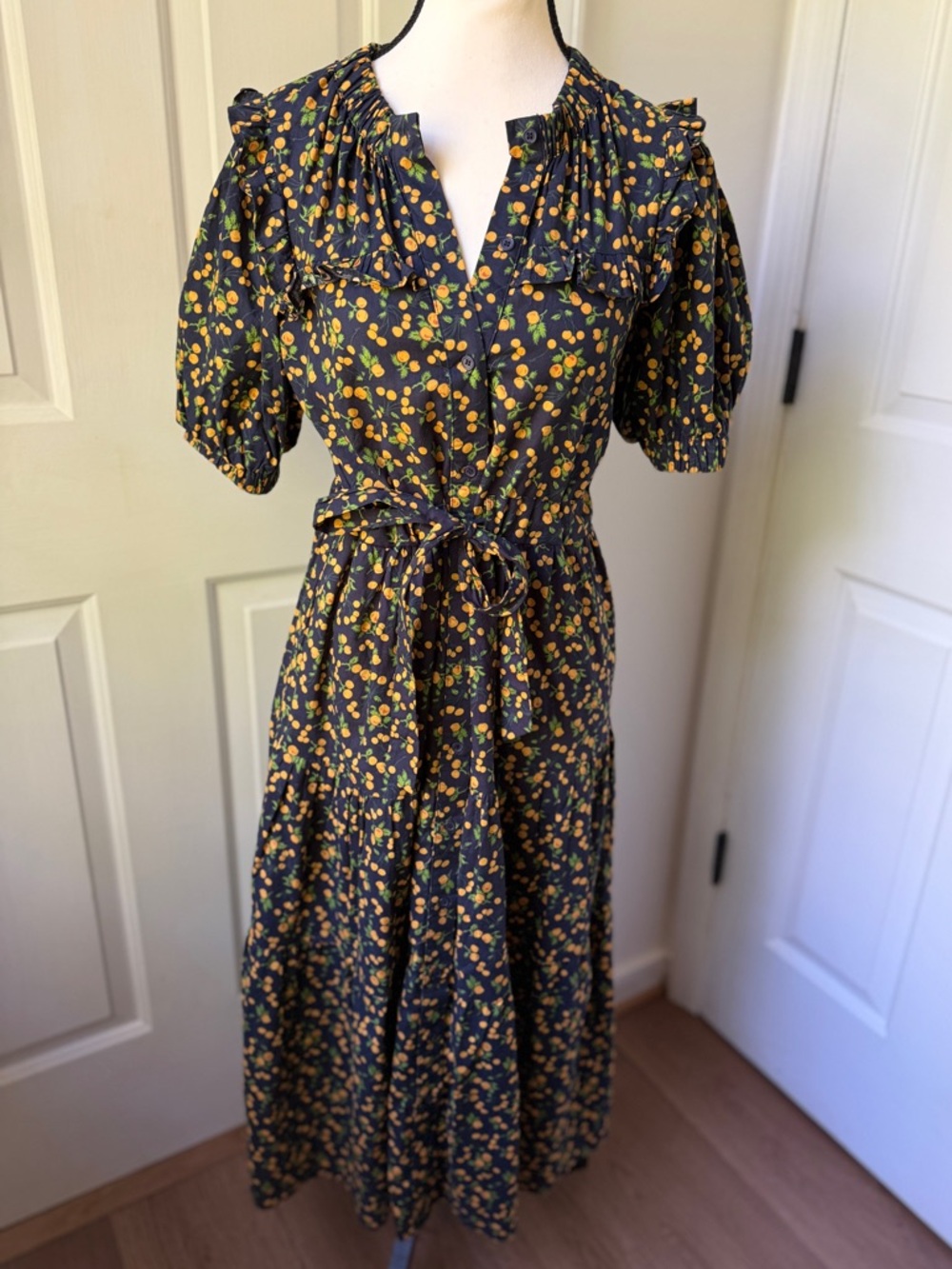 The Shirt Rochelle Behrens Fruit Midi Dress Size Small
